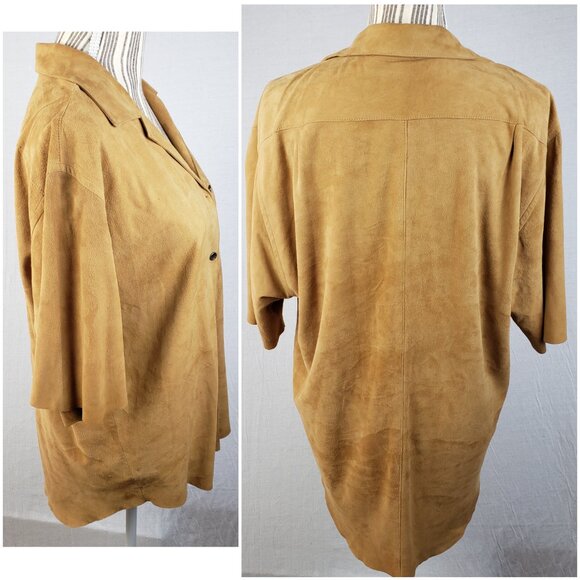 Vintage Banana Republic Safari Leather Suede Shirt Button-Up Casual sz M Unisex - Picture 6 of 11